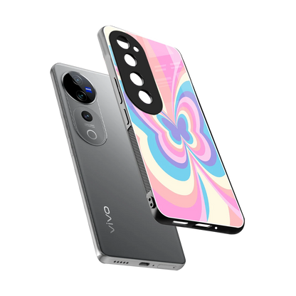 Y2K Vibrant Butterfly sleek vivo v40 pro cover with tempered glass back and TPU edges
