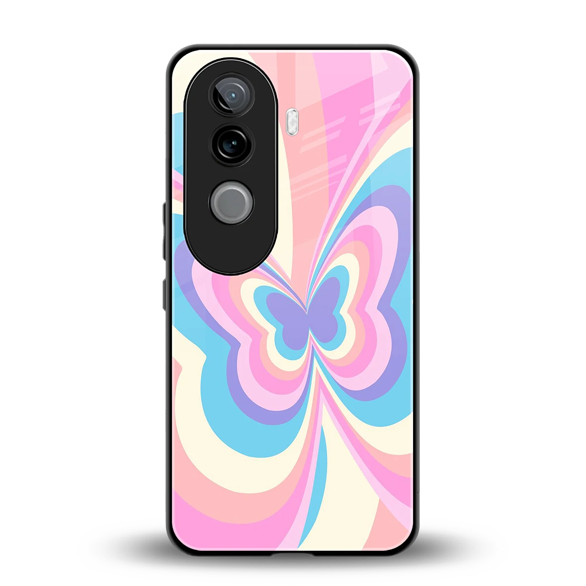 Y2K Vibrant Butterfly back phone cover | glass case for vivo v40e