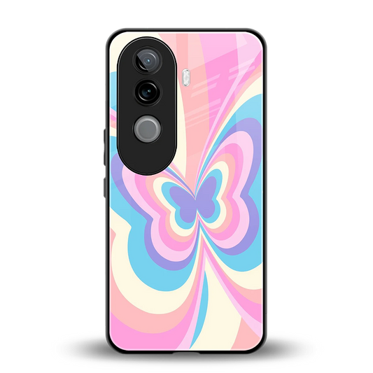 Y2K Vibrant Butterfly back phone cover | glass case for vivo v40e