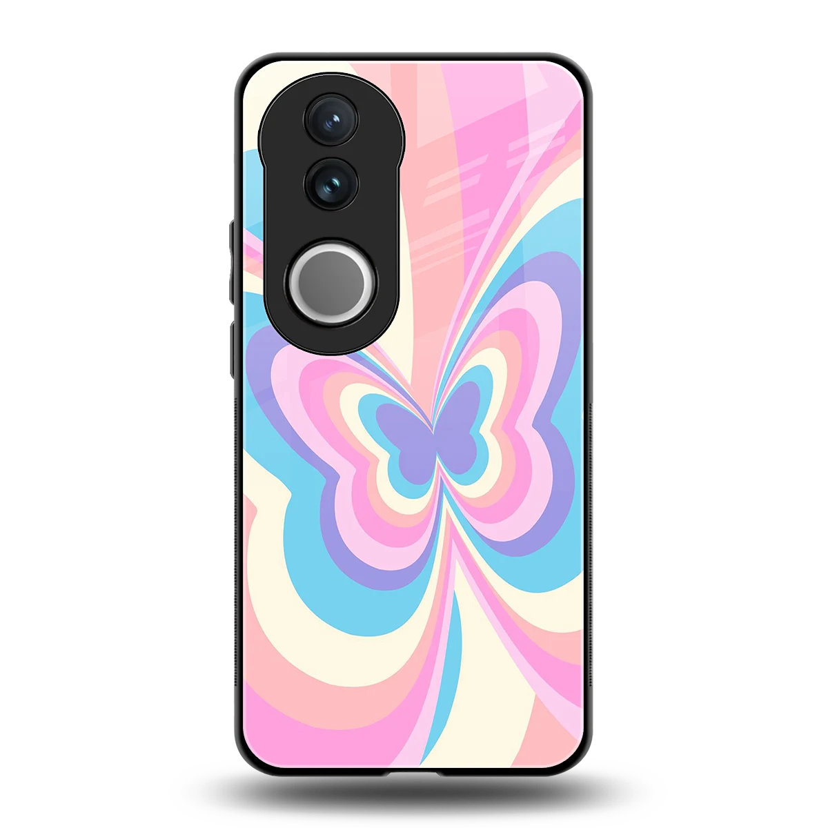 Y2K Vibrant Butterfly back phone cover | glass case for vivo v50