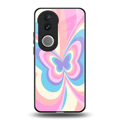 Y2K Vibrant Butterfly back phone cover | glass case for vivo v50