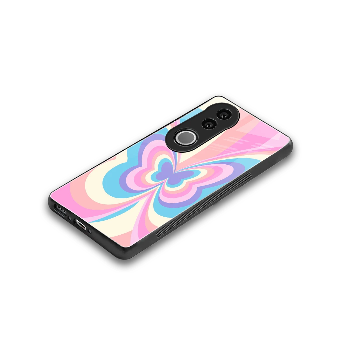 Y2K Vibrant Butterfly stylish phone case for vivo v50 | glossy glass and slim fit