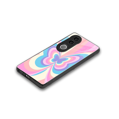 Y2K Vibrant Butterfly stylish phone case for vivo v50 | glossy glass and slim fit