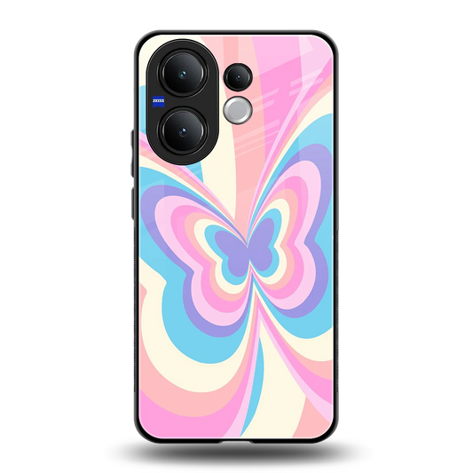 Y2K Vibrant Butterfly back phone cover | glass case for vivo v60