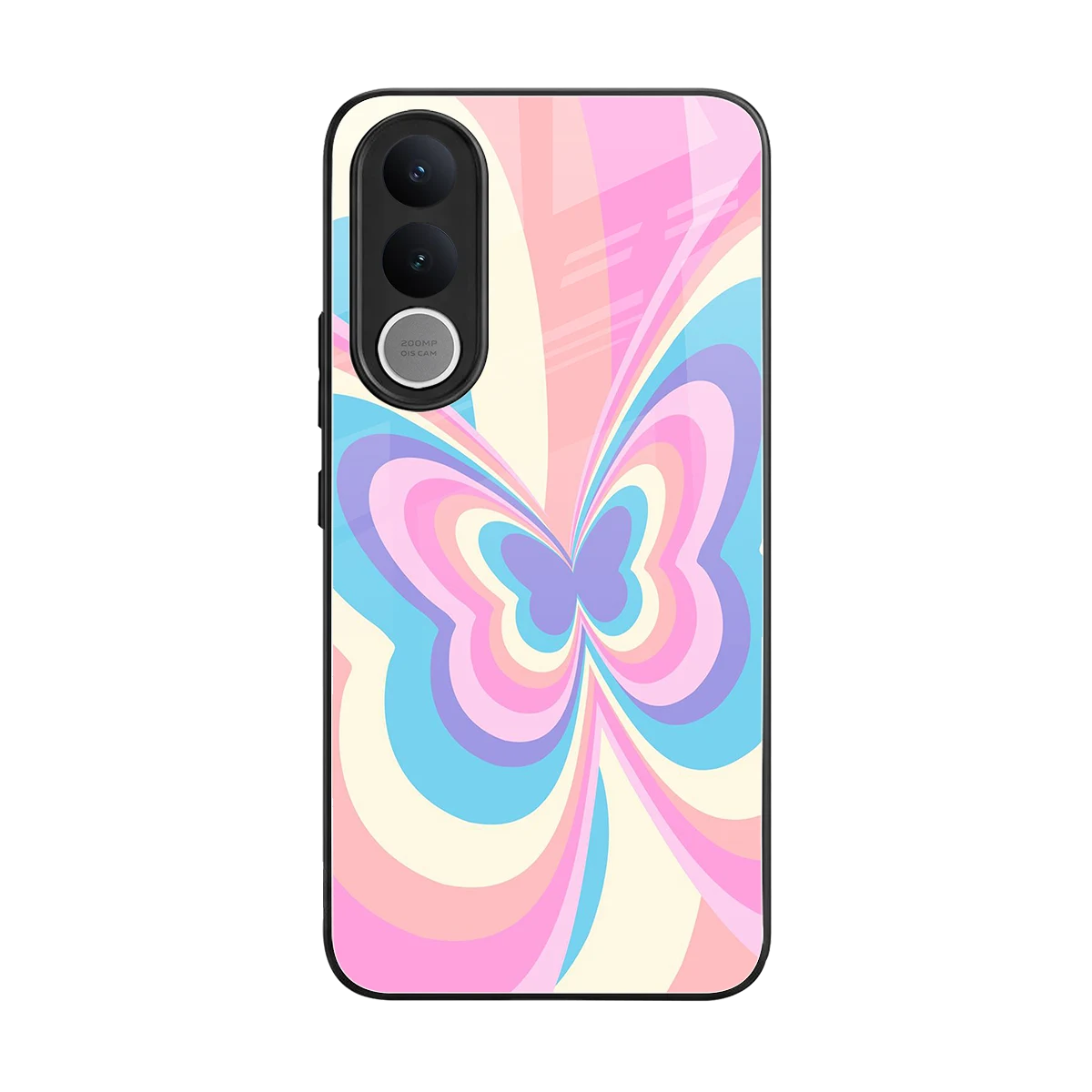 Y2K Vibrant Butterfly back phone cover | glass case for vivo v70 fe