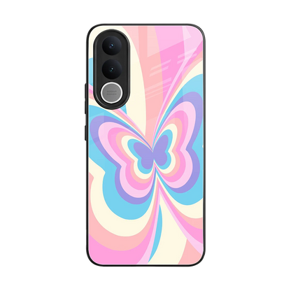 Y2K Vibrant Butterfly back phone cover | glass case for vivo v70 fe