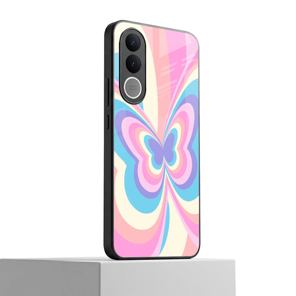 Y2K Vibrant Butterfly vivo v70 fe mobile cover | shockproof glass phone case