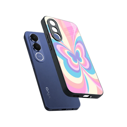 Y2K Vibrant Butterfly sleek vivo v70 fe cover with tempered glass back and TPU edges