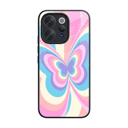 Y2K Vibrant Butterfly back phone cover | glass case for vivo v70