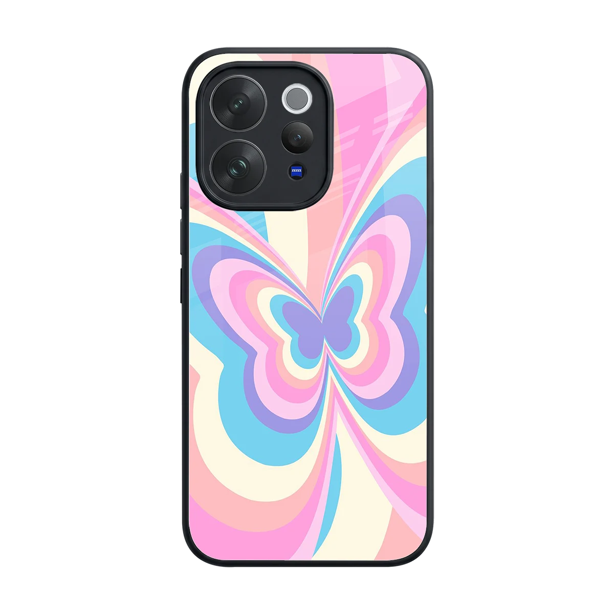 Y2K Vibrant Butterfly back phone cover | glass case for vivo v70 elite