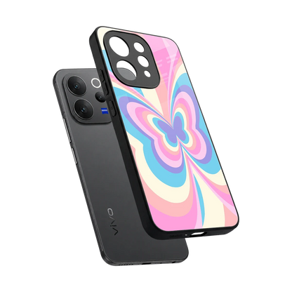 Y2K Vibrant Butterfly sleek vivo v70 cover with tempered glass back and TPU edges