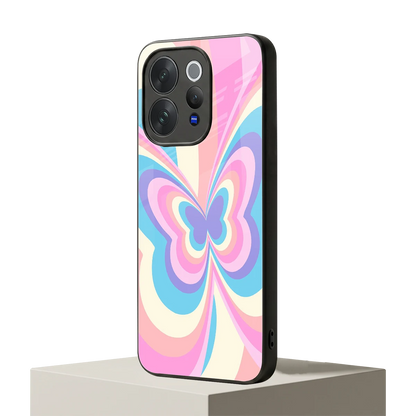 Y2K Vibrant Butterfly vivo v70 mobile cover | shockproof glass phone case