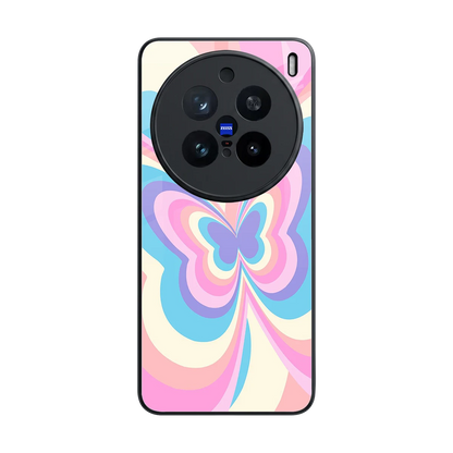 Y2K Vibrant Butterfly back phone cover | glass case for vivo x200 pro
