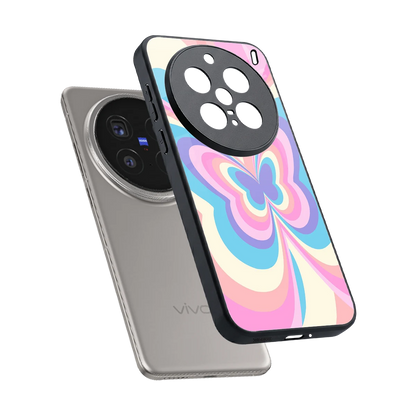 Y2K Vibrant Butterfly sleek vivo x200 pro cover with tempered glass back and TPU edges