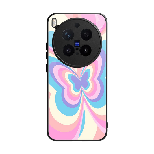 Y2K Vibrant Butterfly back phone cover | glass case for vivo x300 pro