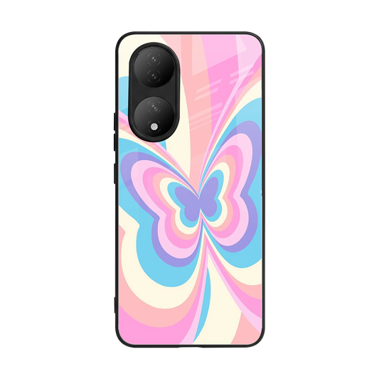 Y2K Vibrant Butterfly back phone cover | glass case for Vivo-y100