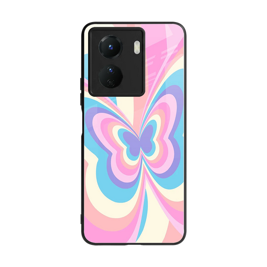 Y2K Vibrant Butterfly back phone cover | glass case for vivo y16