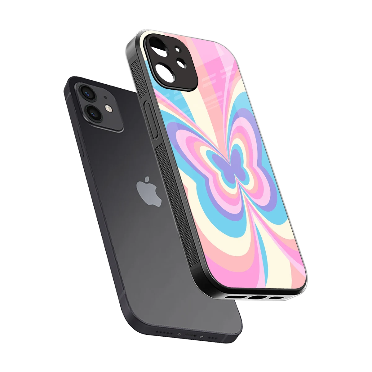 Y2K Vibrant Butterfly sleek iphone 11 cover with tempered glass back and TPU edges
