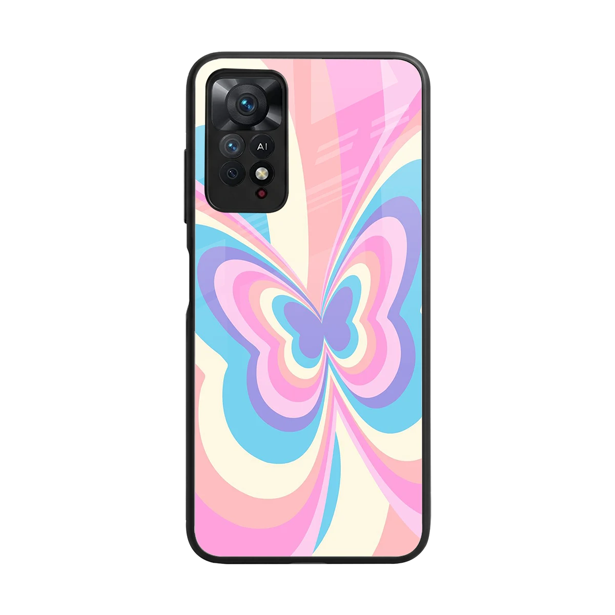 Y2K Vibrant Butterfly back phone cover | glass case for redmi note 11 pro