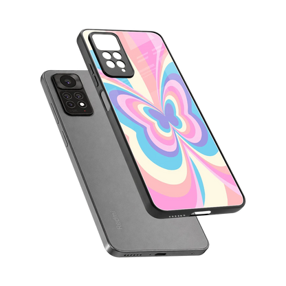 Y2K Vibrant Butterfly sleek redmi note 11 pro cover with tempered glass back and TPU edges