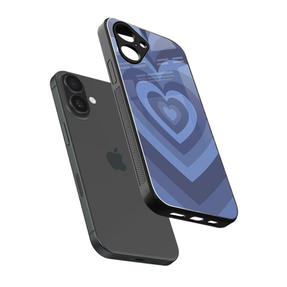 Y2K Yankees Blue Hearts sleek iPhone 16 cover with tempered glass back and TPU edges