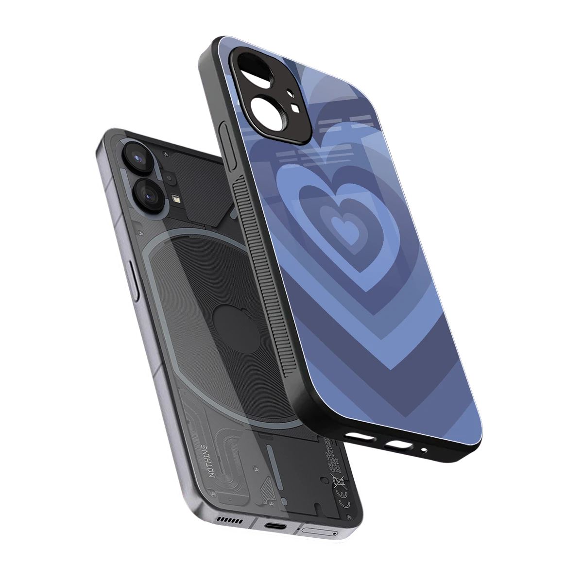 Y2K Yankees Blue Hearts sleek nothing phone 1 cover with tempered glass back and TPU edges