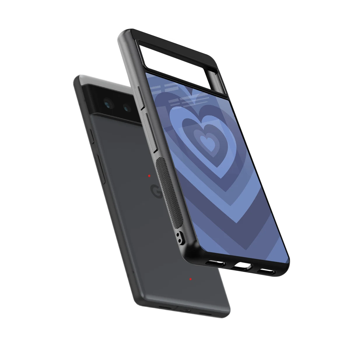 Y2K Yankees Blue Hearts sleek google pixel 6 cover with tempered glass back and TPU edges