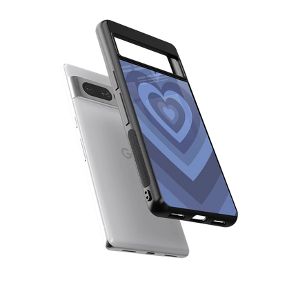 Y2K Yankees Blue Hearts sleek google pixel 7 pro cover with tempered glass back and TPU edges