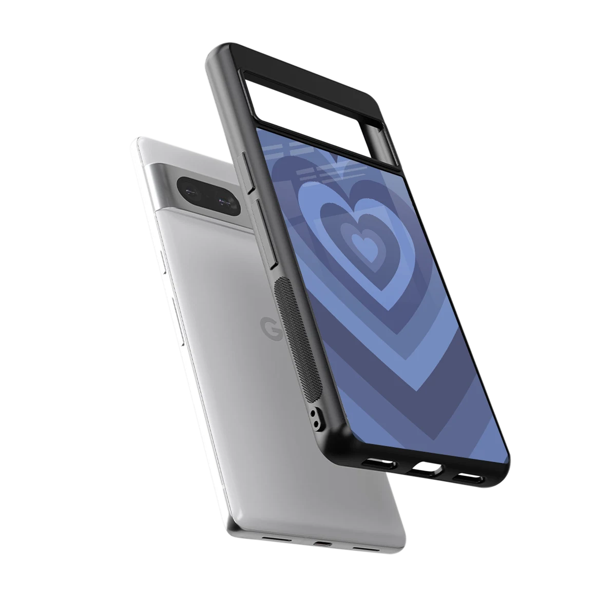 Y2K Yankees Blue Hearts sleek google pixel 7a cover with tempered glass back and TPU edges