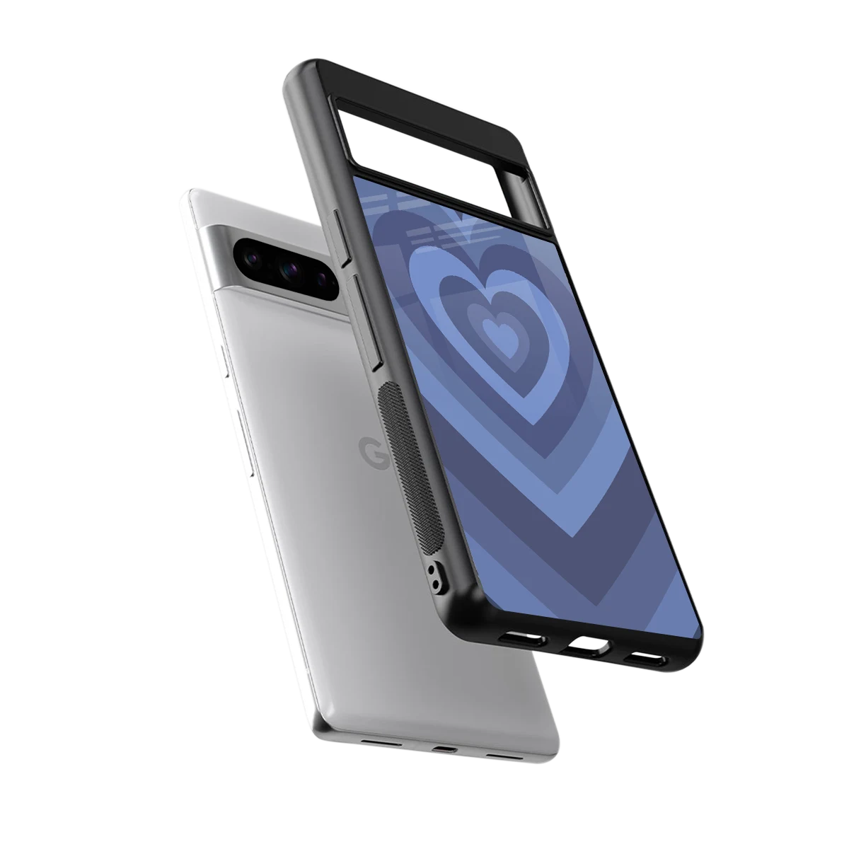 Y2K Yankees Blue Hearts sleek google pixel 8 pro cover with tempered glass back and TPU edges