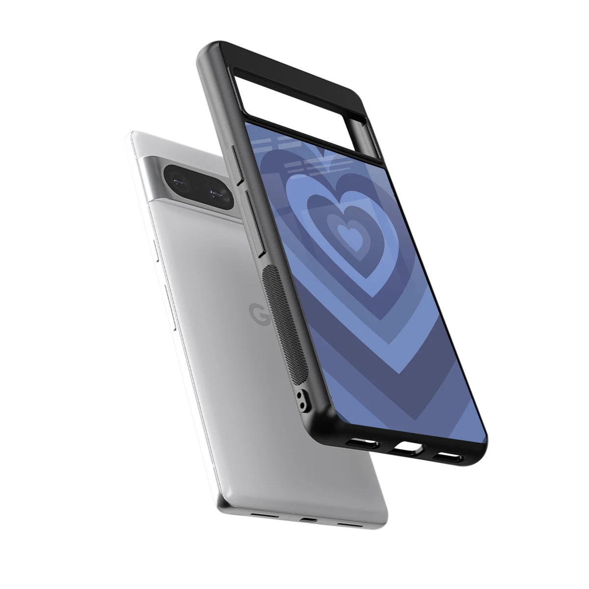 Y2K Yankees Blue Hearts sleek google pixel 8 cover with tempered glass back and TPU edges