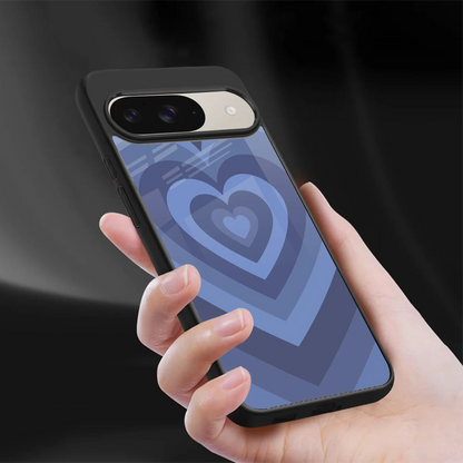 Y2K Yankees Blue Hearts sleek google pixel 9 cover with tempered glass back and TPU edges