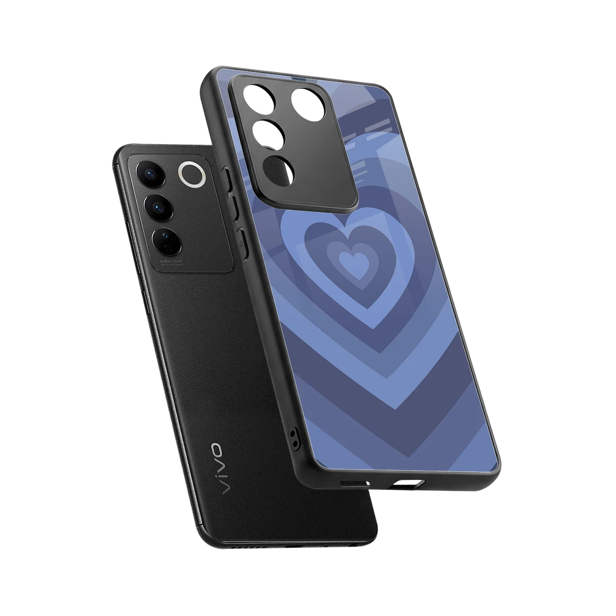 Y2K Yankees Blue Hearts sleek vivo v27 5g cover with tempered glass back and TPU edges