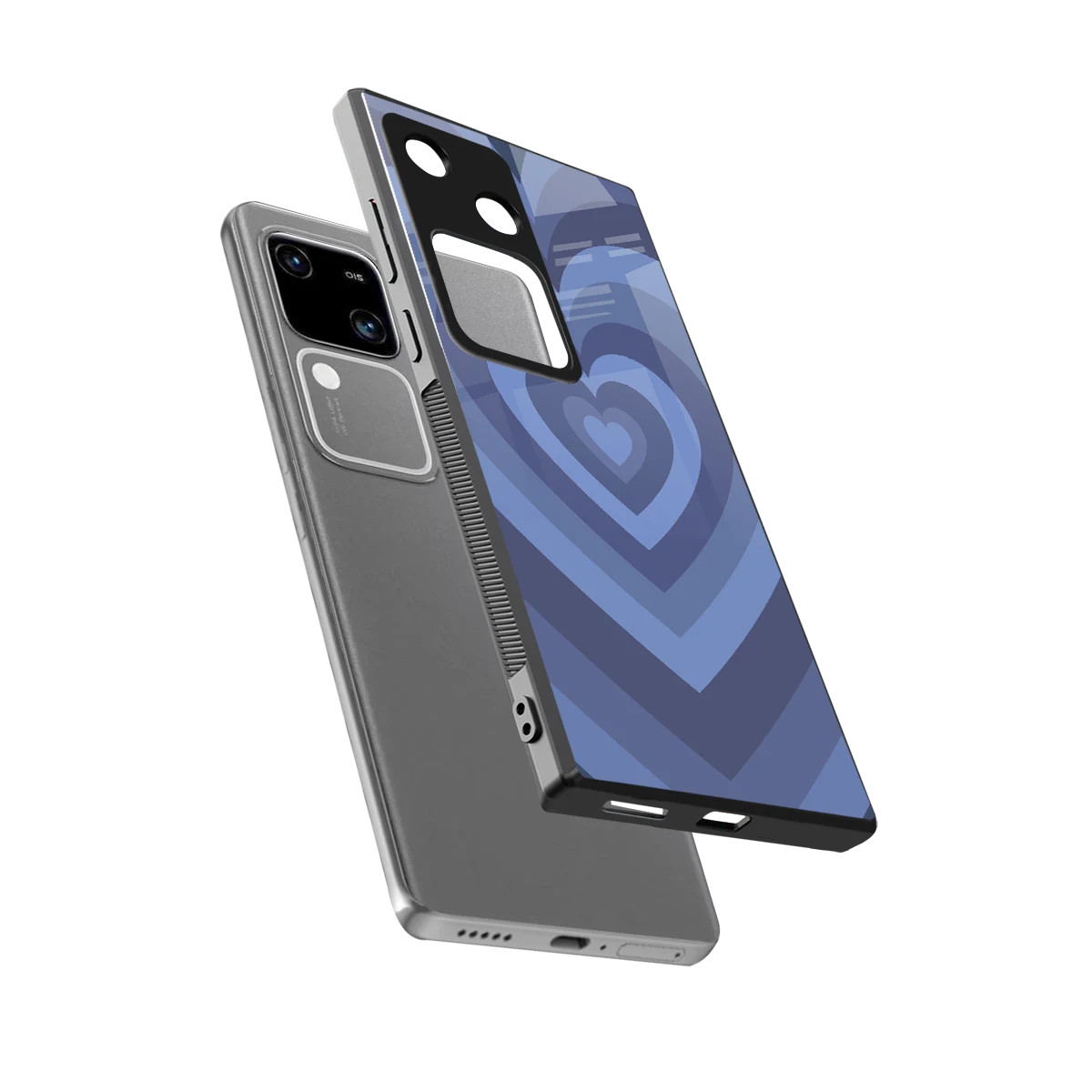Y2K Yankees Blue Hearts sleek vivo v30 cover with tempered glass back and TPU edges