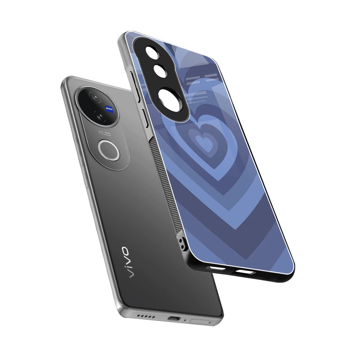 Y2K Yankees Blue Hearts sleek vivo v50 cover with tempered glass back and TPU edges