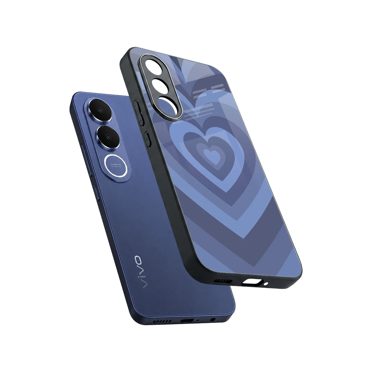 Y2K Yankees Blue Hearts sleek vivo v70 fe cover with tempered glass back and TPU edges