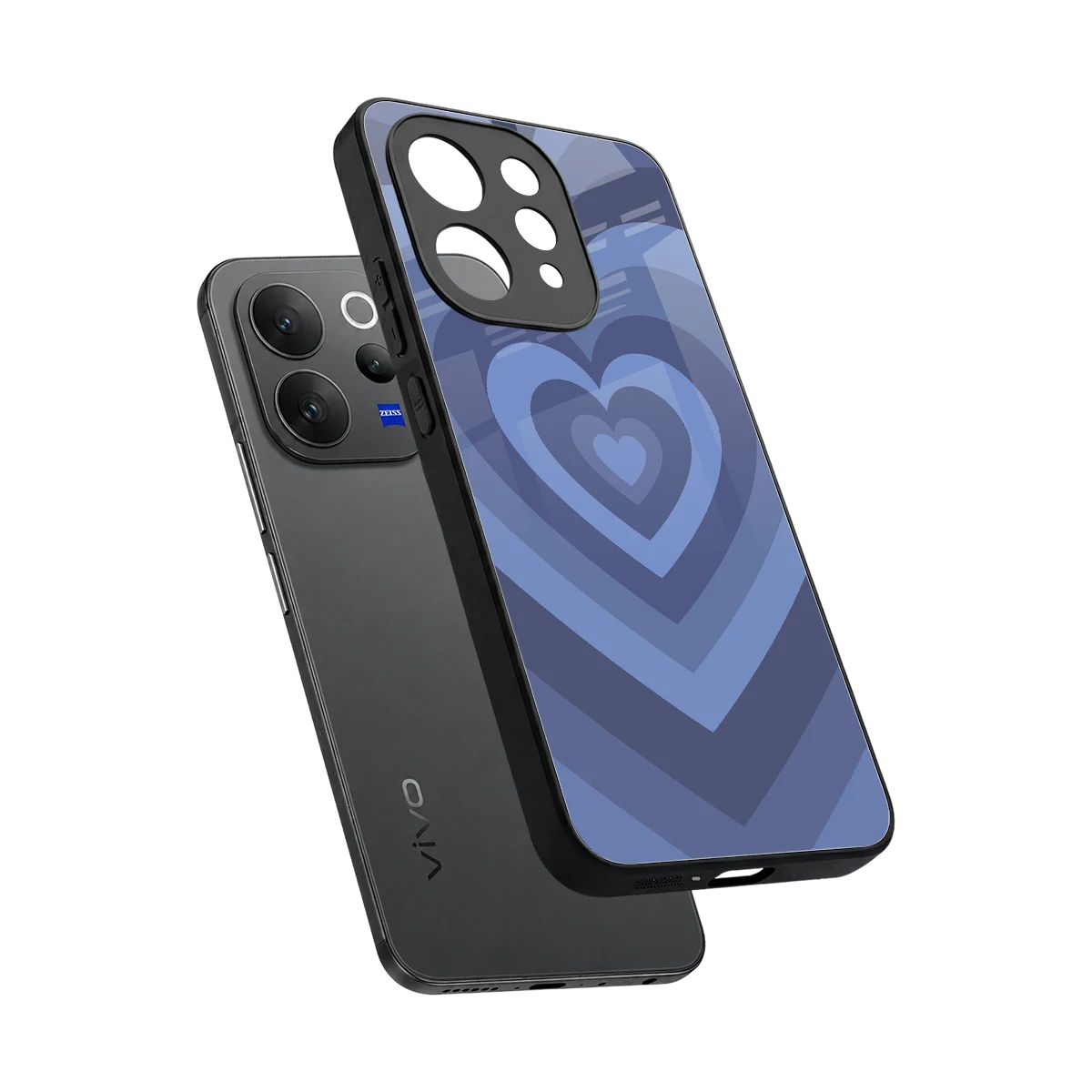 Y2K Yankees Blue Hearts sleek vivo v70 cover with tempered glass back and TPU edges