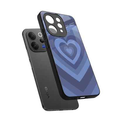 Y2K Yankees Blue Hearts sleek vivo v70 elite cover with tempered glass back and TPU edges
