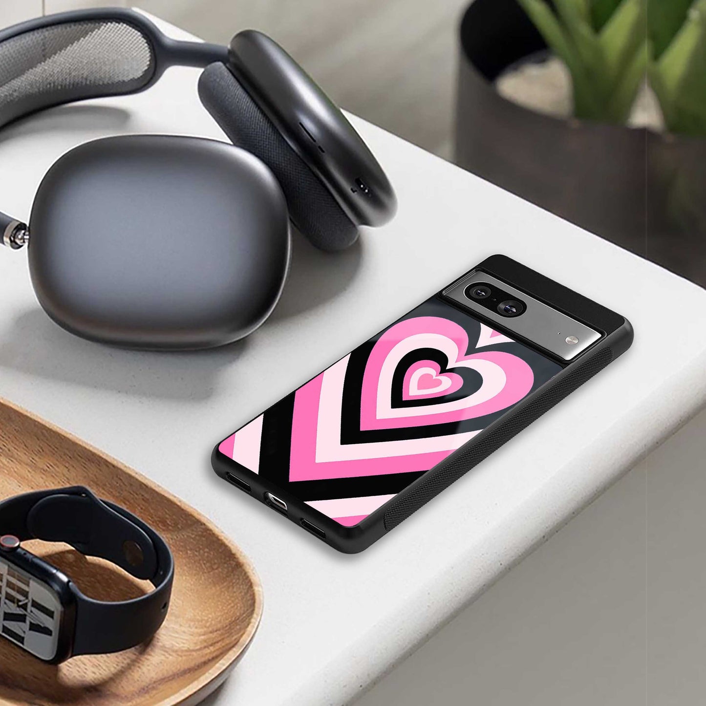Y2K Bubblegum Hearts designer iPhone 16 phone cover | glossy finish with glass back