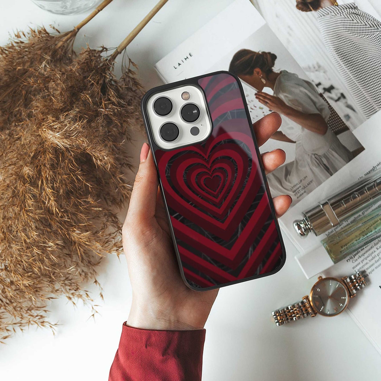 Y2K Hearts X Spider Phone Case for Iphone 16 | Glass Case