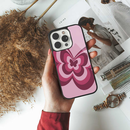 Y2K Magenta Butterfly Phone Case for Iphone 16 | Glass Case