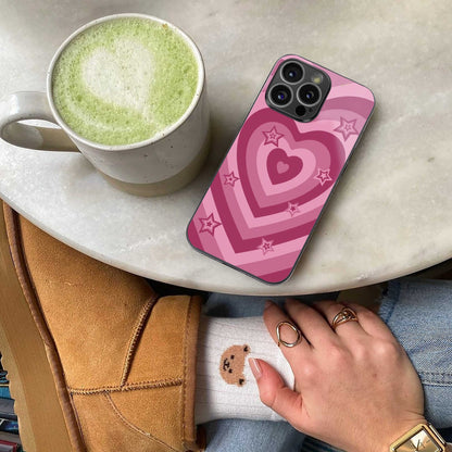 Y2K Pink Hearts X Stars Phone Case for Iphone 16 | Glass Case