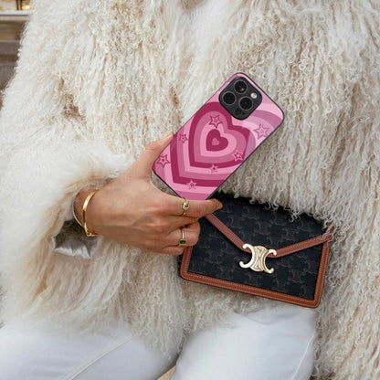 Y2K Pink Hearts X Stars Phone Case for Iphone 16 | Glass Case