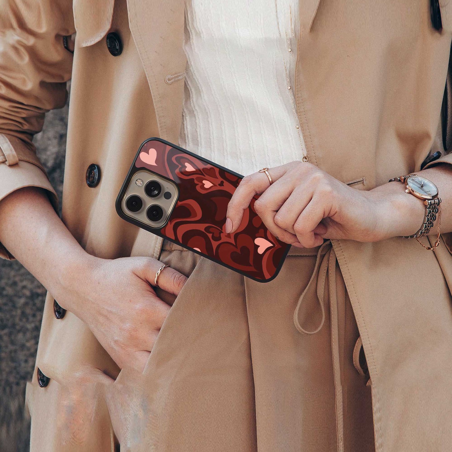 Y2K Red Meltdown Hearts Phone Case for Iphone 16 | Glass Case