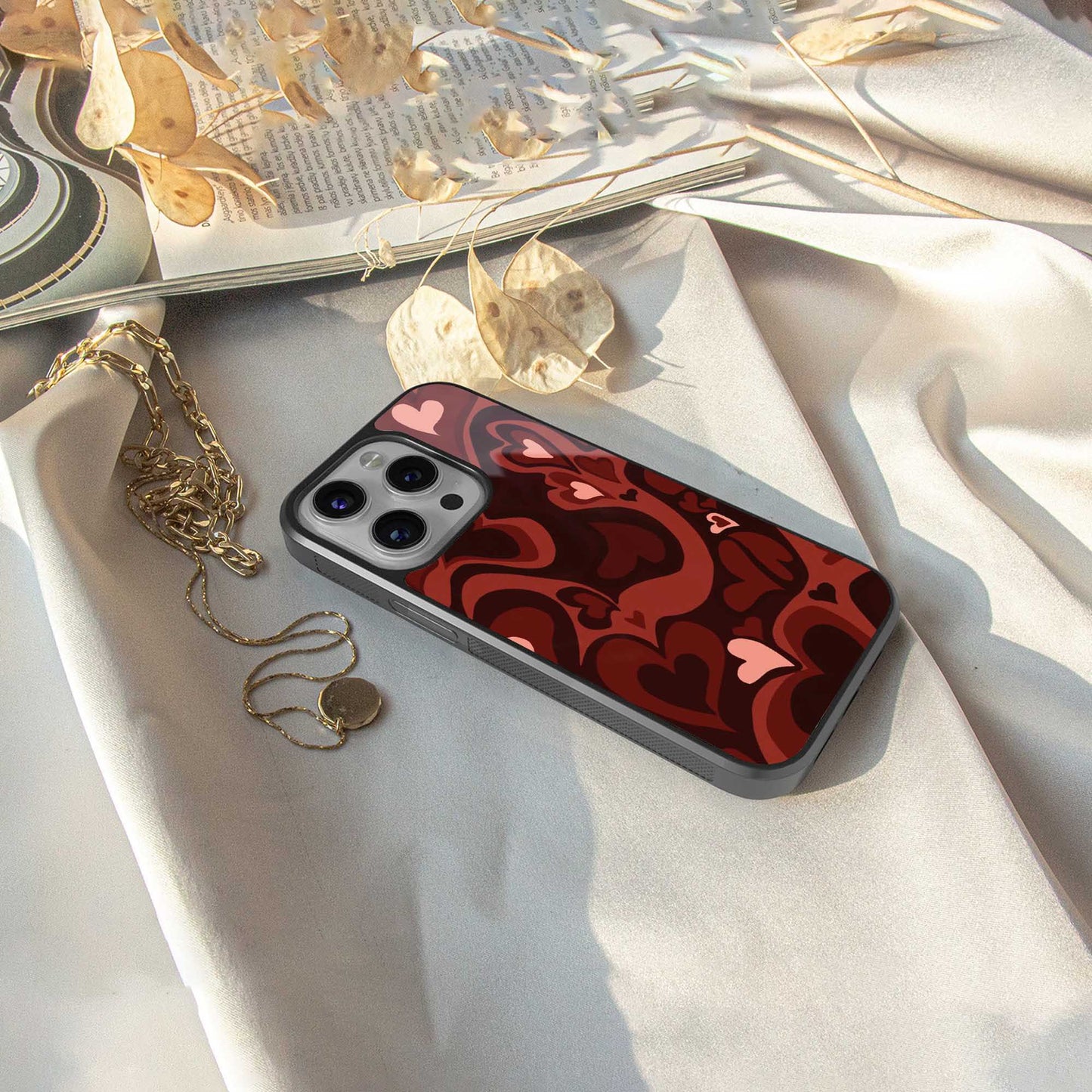 Y2K Red Meltdown Hearts Phone Case for Iphone 16 | Glass Case