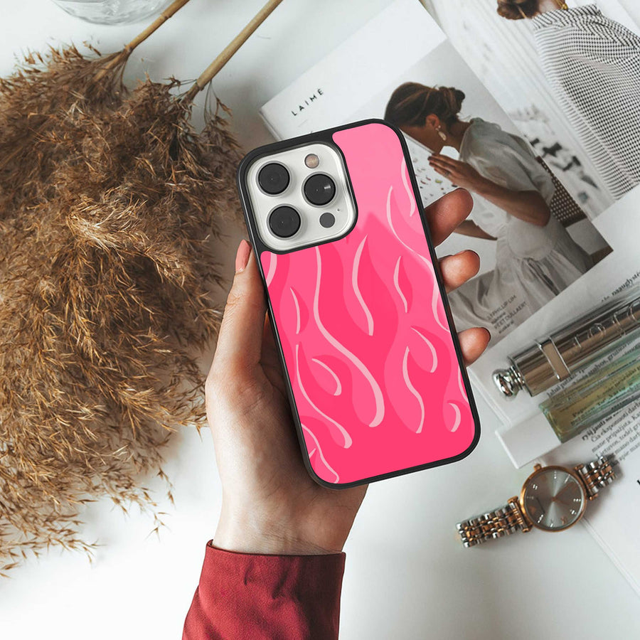 Y2K Retro Hot Pink Flames Phone Case for Samsung Galaxy S23 Ultra | Glass Case