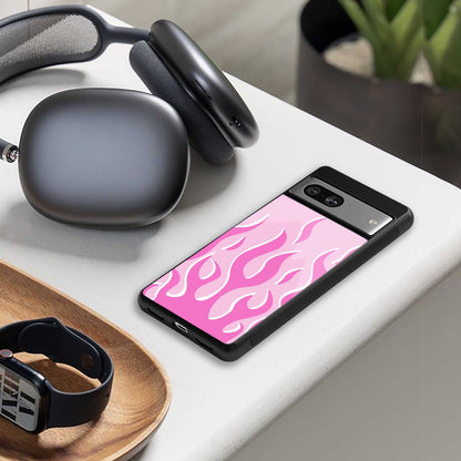Y2K Retro Pink Flames designer iPhone 16 phone cover | glossy finish with glass back