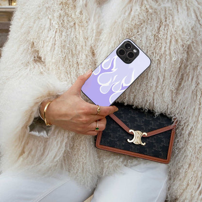 Y2K Retro Purple Flames Phone Case for Iphone 16 | Glass Case