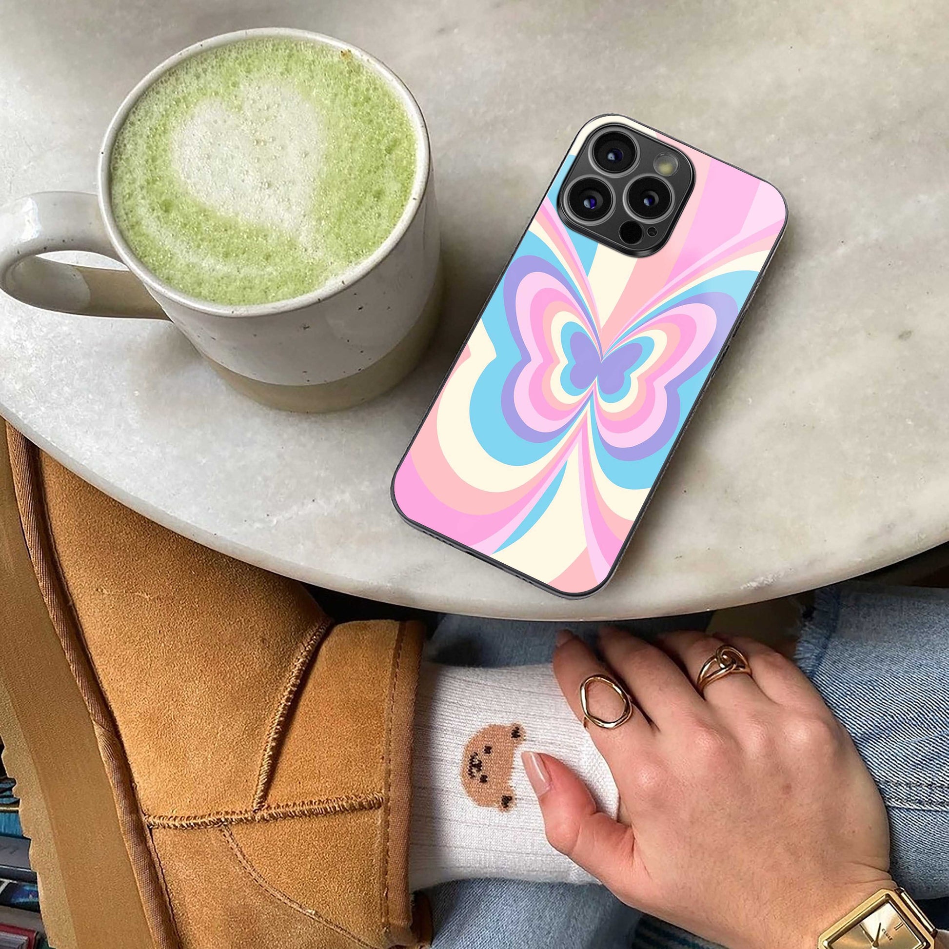 Y2K Vibrant Butterfly luxury glass phone case for iPhone 16 | scratch and drop resistant