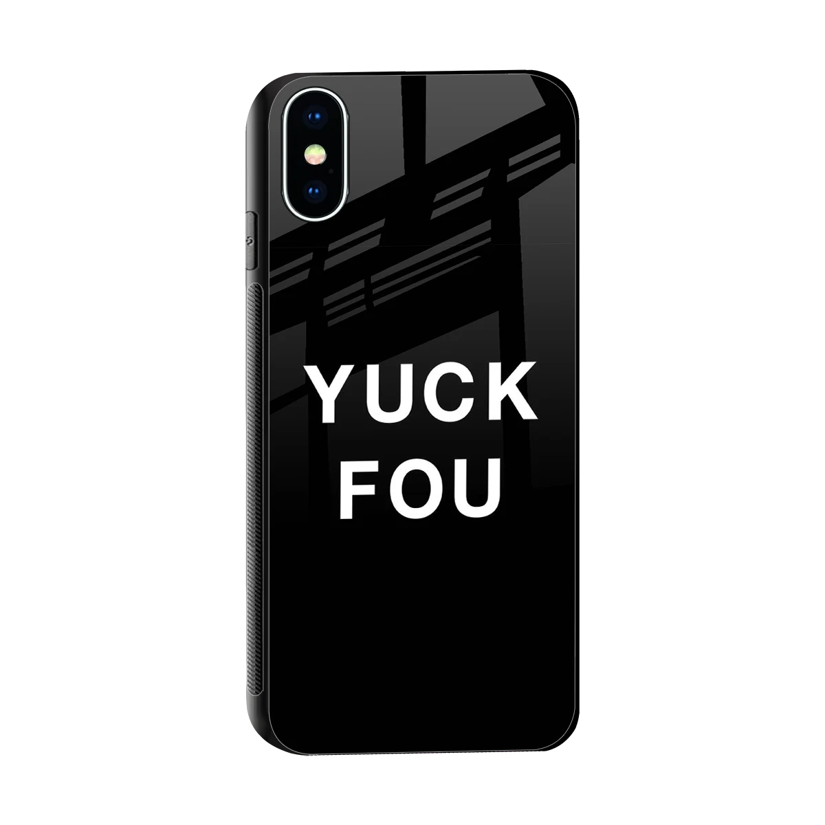 Yuck Fou sleek iphone xs cover with tempered glass back and TPU edges